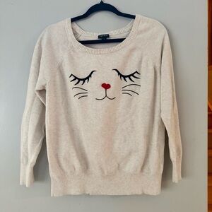 Sweet Torrid Cream Cat Face Sweater Meow